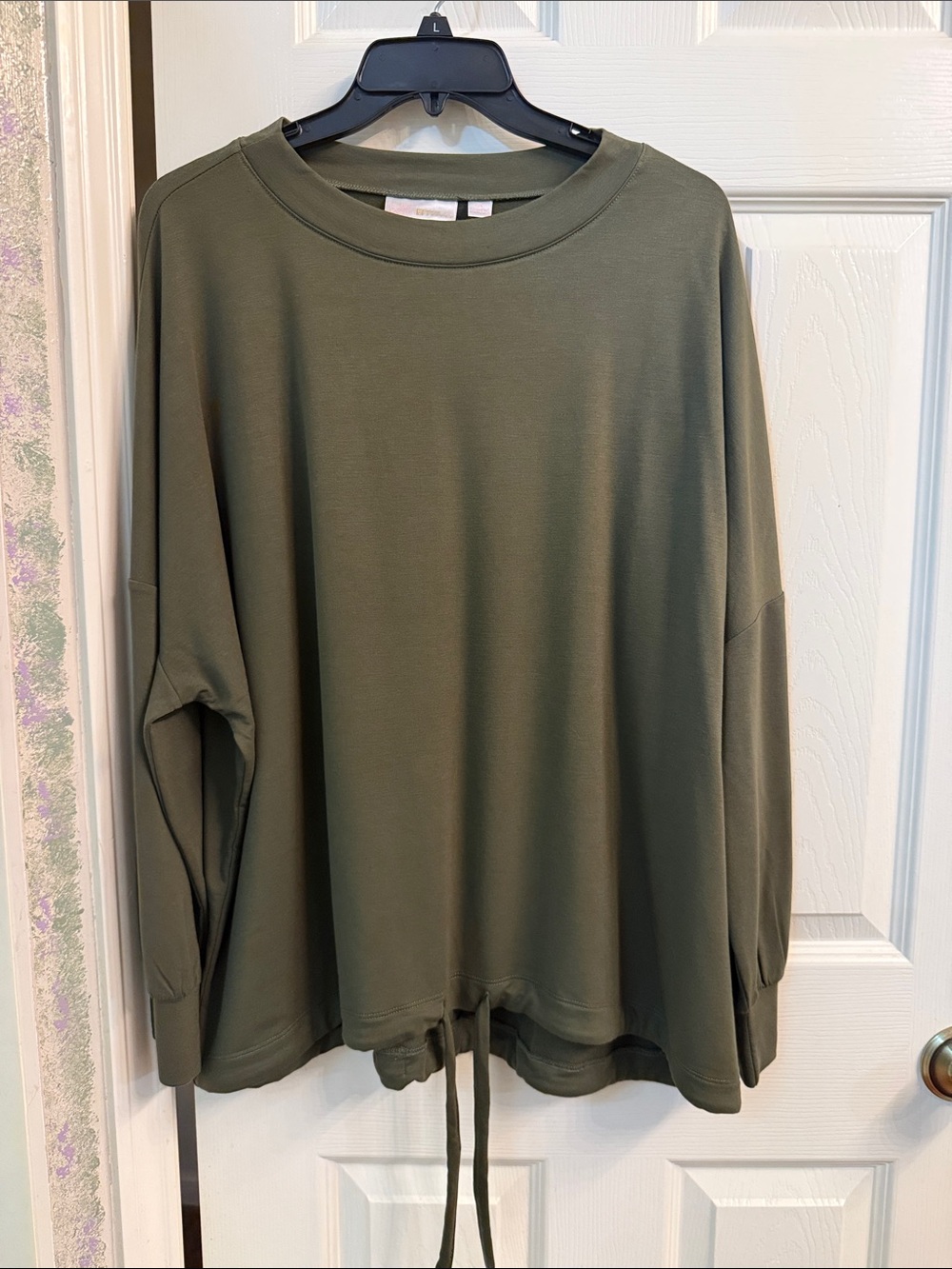 Belle by Kim Gravel Olive Drawstring Hem Pullover